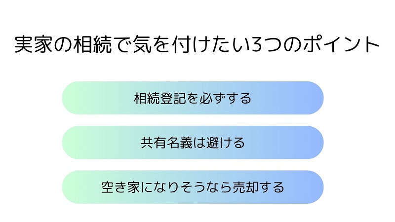 実家の相続で気を付けたい3つのポイントについての図解